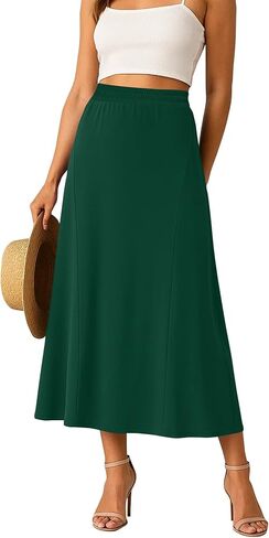YSYOKOW Long Skirts for Women Flowy Elastic High Waist Midi A-line Skirt for 2026 Casual Boho Trendy in Kuwait