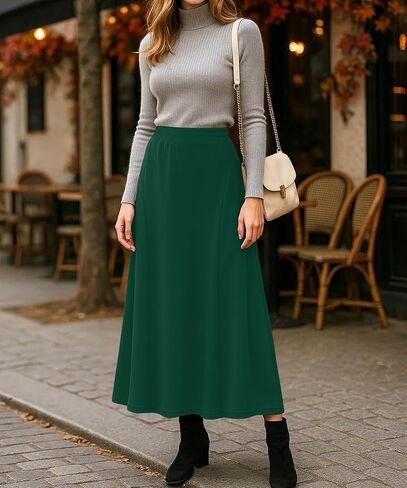 YSYOKOW Long Skirts for Women Flowy Elastic High Waist Midi A-line Skirt for 2026 Casual Boho Trendy in Kuwait