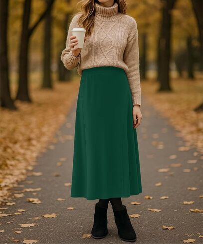 YSYOKOW Long Skirts for Women Flowy Elastic High Waist Midi A-line Skirt for 2026 Casual Boho Trendy in Kuwait
