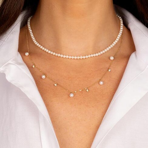 Pearl Choker Necklaces for Women - 4MM 6MM 8MM White/Pink Pearl Necklace Dainty Wedding Bridesmaid Bridal Jewelry Gifts in Saudi Arabia