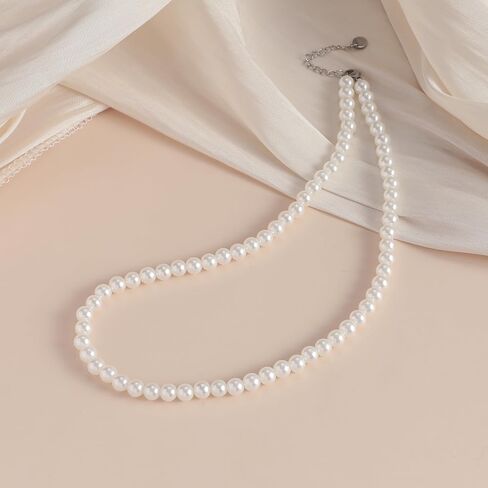 Pearl Choker Necklaces for Women - 4MM 6MM 8MM White/Pink Pearl Necklace Dainty Wedding Bridesmaid Bridal Jewelry Gifts in Saudi Arabia