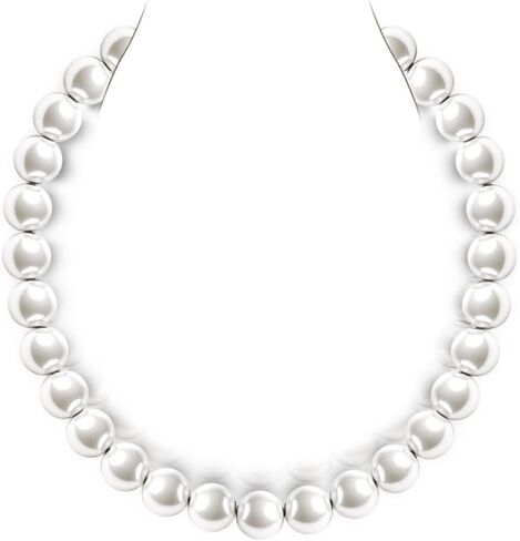 Raneecoco Hyper Luster Sterling Silver Round Necklace Pearl Necklace for Women | قلادة دنتي أو قلادة طويلة اللؤلؤ | هدية جاهزة لحفل الزفاف in Kuwait