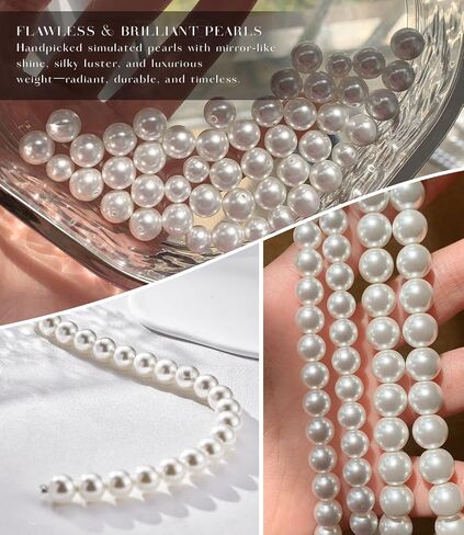 Raneecoco Hyper Luster Sterling Silver Round Necklace Pearl Necklace for Women | قلادة دنتي أو قلادة طويلة اللؤلؤ | هدية جاهزة لحفل الزفاف in Kuwait