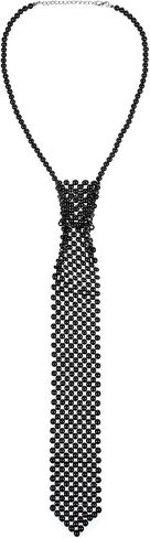 Artificial Pearls Neck Tie Pearl Necktie for Women Long Pearl Necklace Handmade Weaving Shirt Necklace for Women Beaded Tie Necklaces Party Jewelry Accessories in Kuwait