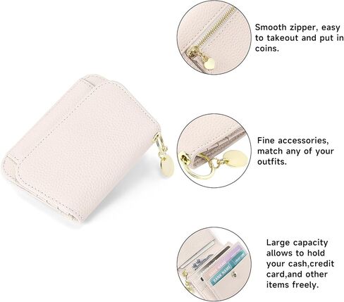 محفظة حامل بطاقة ائتمان صغيرة Sendefn للنساء RFID حظر جلود مفتاحية المفاتيح Tri-Fold Zipper Pocket Coin Presh in Saudi Arabia