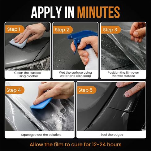 Clear PPF Film for Car – 12" x 50' Roll, 6.5mil TPU Paint Protection Film, High Gloss Paint Shield Against Rubber, Dirt, and Road Debris for Track Day, Road Trips, and DIY Install in Saudi Arabia