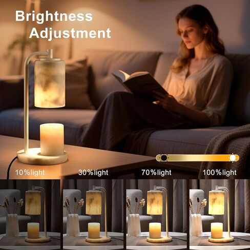 Marble Candle Warmer Lamp with Timer & Dimmer- Flameless Wax Melt Warmer, Electric Candles Warmer, Unique Textured Table Lamp for Jar Candles, Elegant Home & Bedroom Decor, Perfect Housewarming Gift in Saudi Arabia