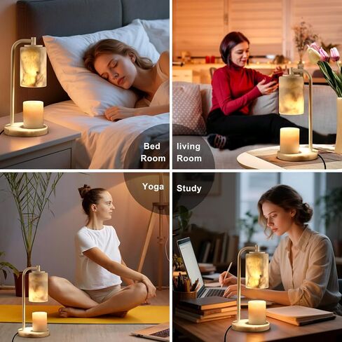 Marble Candle Warmer Lamp with Timer & Dimmer- Flameless Wax Melt Warmer, Electric Candles Warmer, Unique Textured Table Lamp for Jar Candles, Elegant Home & Bedroom Decor, Perfect Housewarming Gift in Saudi Arabia