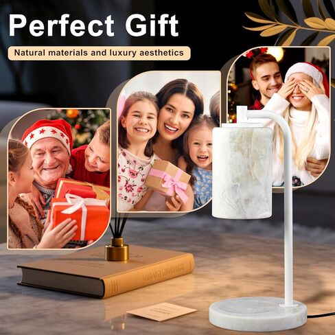 Marble Candle Warmer Lamp with Timer & Dimmer- Flameless Wax Melt Warmer, Electric Candles Warmer, Unique Textured Table Lamp for Jar Candles, Elegant Home & Bedroom Decor, Perfect Housewarming Gift in Saudi Arabia