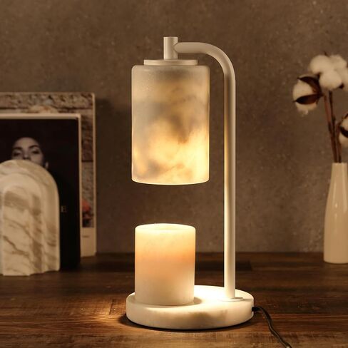 Marble Candle Warmer Lamp with Timer & Dimmer- Flameless Wax Melt Warmer, Electric Candles Warmer, Unique Textured Table Lamp for Jar Candles, Elegant Home & Bedroom Decor, Perfect Housewarming Gift in Saudi Arabia