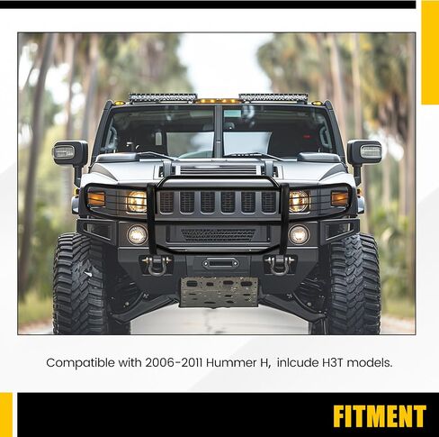 حراس فرشاة Kuafu متوافقون مع 2006-2011 Hummer H3 H3T Bull Bar Grille Grille Grille Brick Bar Bar Black Steel Power in Saudi Arabia
