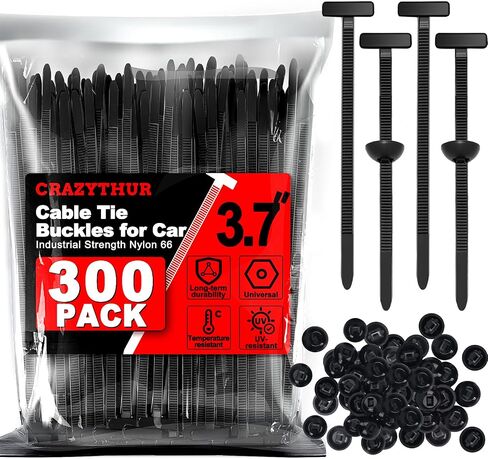 Cable Tie Buckle for Car, 300Pcs Nylon Universal Cable Tie Buckle of Self-Locking T Rivet, New Multifunctional Grip Auto Zip Ties Buckles Tool Fasteners for Bumper Retainer Fender Liner in Saudi Arabia