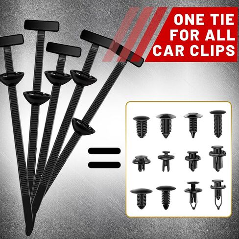 Cable Tie Buckle for Car, 300Pcs Nylon Universal Cable Tie Buckle of Self-Locking T Rivet, New Multifunctional Grip Auto Zip Ties Buckles Tool Fasteners for Bumper Retainer Fender Liner in Saudi Arabia