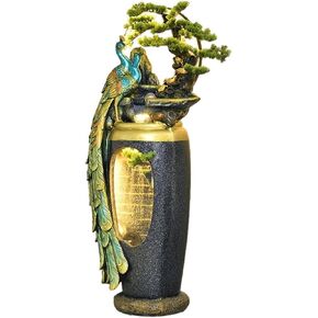 Decor Peacock Flowing Water Ornament, New Chinese Zen Fountain, Floor Standing Decorative Vase for Living Room, Entrance Door or Next to Tv Cabinet for Entryway(53 * 46 * 156cm) in Saudi Arabia