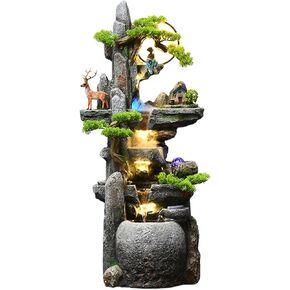 Decor Water Fountain Indoor - Floor Standing Fountain with Jar Small Feng Shui Zen Waterfall Fountain W/LED Light & Soothing Sounds for Office Home Decor for Entryway in Saudi Arabia