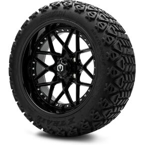 MODZ® Formula Chrome 15" Golf Cart Wheels and Arisun X-Trail (23x10-15) DOT All-Terrain Golf Cart Tires Combo - Set of 4 in Saudi Arabia