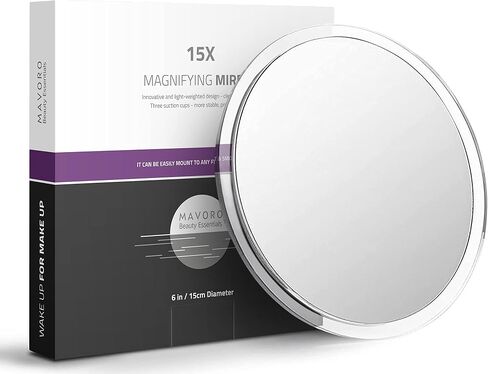 Mavoro 6 "مرآة مكبرة مع أكواب شفط ثلاثية - تكبير 10x ، مكياج السفر المحمول ومستحضرات التجميل in Kuwait
