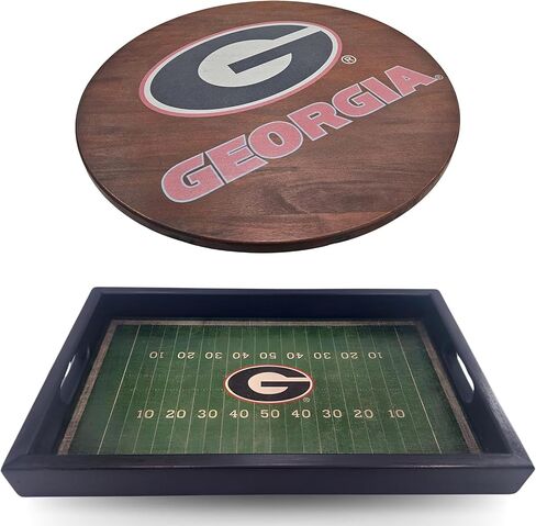 University of Georgia Football Field Tray and Lazy Susan - by Fan Creations - Entertain and Decorate to Show Your Bulldogs Pride in Saudi Arabia