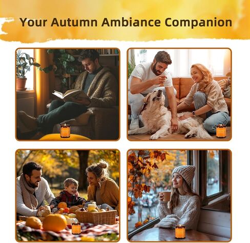 Fall Candles Set | 4 Pack Candles for Home Scented Natural Soy Wax, Autumn Gifts Set for Women Men, Fall Fragrance of Hellofall, Spice Pumpkin, Apple Cider, Hot Cocoa in Kuwait