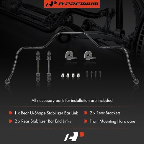 A-Premium [15mm] مجموعة قضبان تثبيت التثبيت الخلفية ، مع روابط ، بوابات وأقواس ، متوافقة مع Ford Crown Victoria 92-11 & Lincoln Town Car 91-97 & Mercury Grand Marquis 92-11 ، Marauder 03-04 in Saudi Arabia
