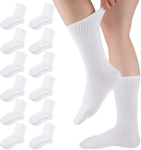 COOVAN Womens Crew Socks Casual Athletic Gym LightWeight Thin Cotton Socks 6 Pairs in Saudi Arabia