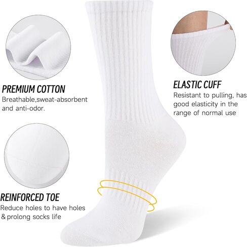 COOVAN Womens Crew Socks Casual Athletic Gym LightWeight Thin Cotton Socks 6 Pairs in Saudi Arabia