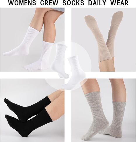 COOVAN Womens Crew Socks Casual Athletic Gym LightWeight Thin Cotton Socks 6 Pairs in Saudi Arabia