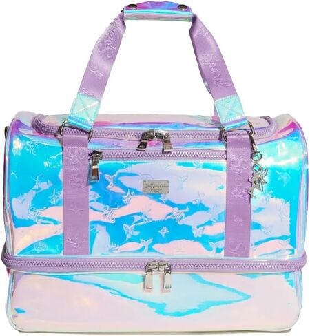 Opal Weekender Bag, Iridescent Design, Lilac Straps, Plush Lining, Multiple Compartments in Saudi Arabia