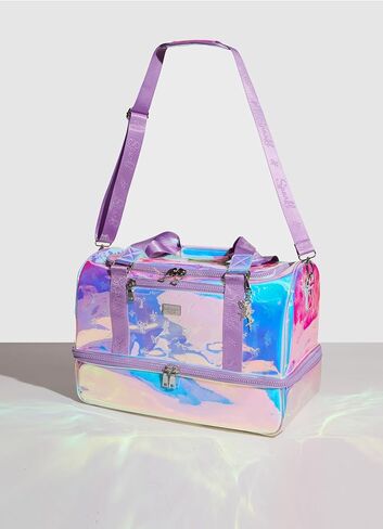 Opal Weekender Bag, Iridescent Design, Lilac Straps, Plush Lining, Multiple Compartments in Saudi Arabia