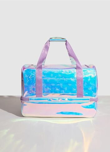 Opal Weekender Bag, Iridescent Design, Lilac Straps, Plush Lining, Multiple Compartments in Saudi Arabia