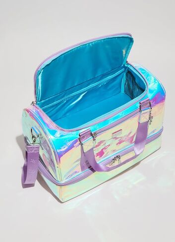 Opal Weekender Bag, Iridescent Design, Lilac Straps, Plush Lining, Multiple Compartments in Saudi Arabia