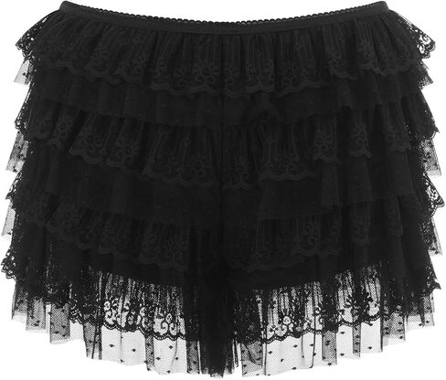 Women Lace Ruffle Shorts Fluffy Y2k Fairy Lolita Bloomers Layered Frill Bottoms Cute Boy Shorts Sexy Pettipants in Saudi Arabia