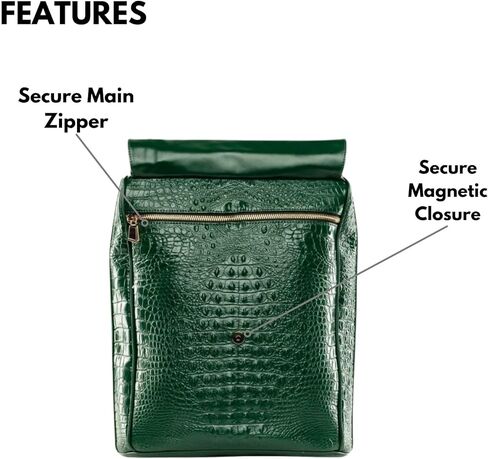 Tote & Carry Apollo 2 حقيبة ظهر نباتية كبيرة ، حقيبة محمولة صديقة للبيئة للسفر والعمل والاستخدام اليومي-مقاومة للماء (نمط الجلد التمساح ، الأسود) in Saudi Arabia