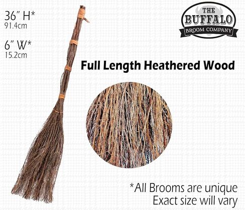 Highly Scented Cinnamon Broom - 36 inch Heather Broom Stick with Rope Loop for Easy Hanging - Traditional and Rustic Kitchen Decor, Witchy Home Decor for Halloween and Holiday Decorations in Saudi Arabia