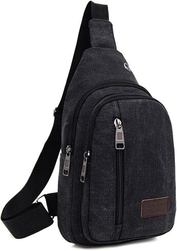 Men's Retro Fashion Solid Color Canvas Crossbody Bag Stylish Durable Perfect for Daily Use and Travel in Saudi Arabia