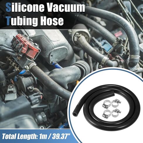 X AUTOHAUX 1 Set Silicone Vacuum Tubing Hose 1m 9mm ID Engine Automotive Vacuum Silicone Hose Line Black in Saudi Arabia