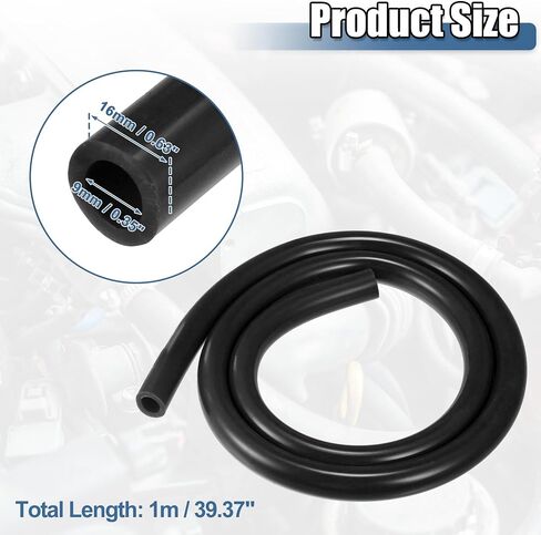 X AUTOHAUX 1 Set Silicone Vacuum Tubing Hose 1m 9mm ID Engine Automotive Vacuum Silicone Hose Line Black in Saudi Arabia