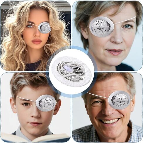 2pcs Aluminum Eye Shield for Cataract Surgery, Medical Eye Patches, Metal Protective Breathable Shields Covered Edge with Extended Elastic Strap in Saudi Arabia