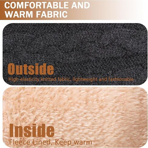Winter Warm Fleece Lined Gloves for Women, Thermal Wool Cable Knit Gloves for Cold Weather, Touchscreen Fingers Folding Cuffs in Kuwait