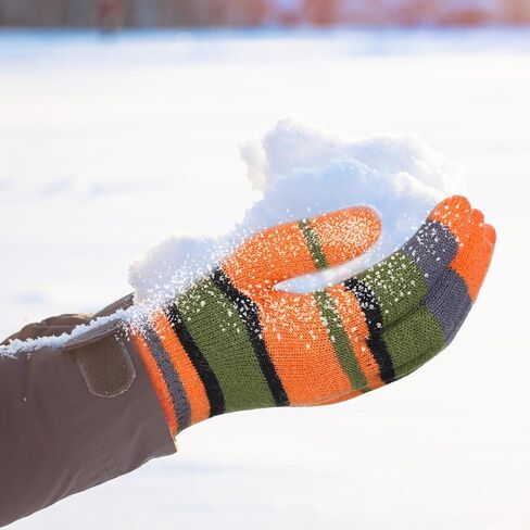 Striped Orange and Green Fuzzy Gloves Halloween Movie Cosplay Accessories Warm Striped Gloves for Cosplay Winter in Saudi Arabia