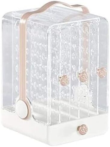 Jewelry Organizer with Drawers, Clear Plastic Jewelry Storage Box for Earrings, Rings, Necklaces, Bracelets – Double-Sided Display Stand, 13x12.8x21.5cm in Saudi Arabia
