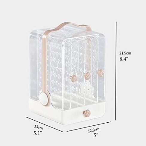 Jewelry Organizer with Drawers, Clear Plastic Jewelry Storage Box for Earrings, Rings, Necklaces, Bracelets – Double-Sided Display Stand, 13x12.8x21.5cm in Saudi Arabia