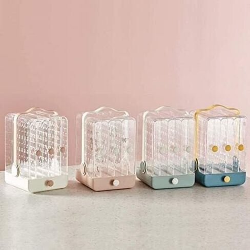 Jewelry Organizer with Drawers, Clear Plastic Jewelry Storage Box for Earrings, Rings, Necklaces, Bracelets – Double-Sided Display Stand, 13x12.8x21.5cm in Saudi Arabia
