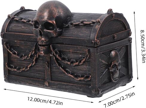 LIFKOME Pirate Skull Decorative Storage Box Resin Keepsake Chest Organizer for Jewelry Trinkets and Small Essentials Compact for Boys Bedroom Office in Saudi Arabia