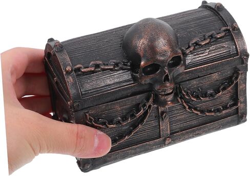 LIFKOME Pirate Skull Decorative Storage Box Resin Keepsake Chest Organizer for Jewelry Trinkets and Small Essentials Compact for Boys Bedroom Office in Saudi Arabia