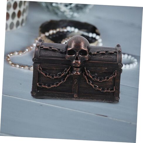 LIFKOME Pirate Skull Decorative Storage Box Resin Keepsake Chest Organizer for Jewelry Trinkets and Small Essentials Compact for Boys Bedroom Office in Saudi Arabia