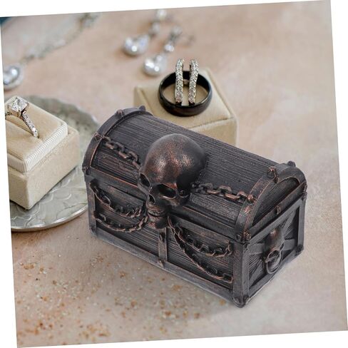 LIFKOME Pirate Skull Decorative Storage Box Resin Keepsake Chest Organizer for Jewelry Trinkets and Small Essentials Compact for Boys Bedroom Office in Saudi Arabia
