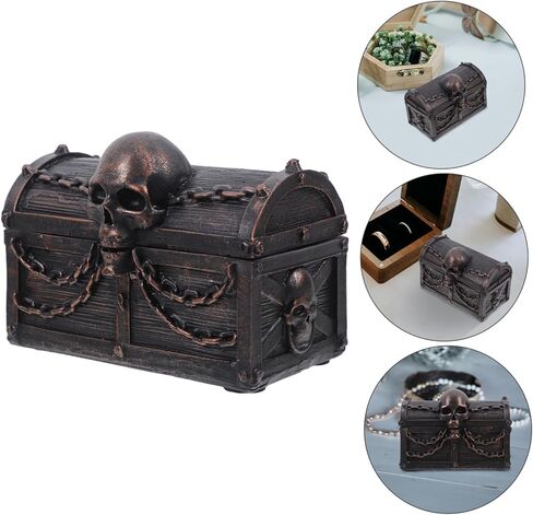 LIFKOME Pirate Skull Decorative Storage Box Resin Keepsake Chest Organizer for Jewelry Trinkets and Small Essentials Compact for Boys Bedroom Office in Saudi Arabia