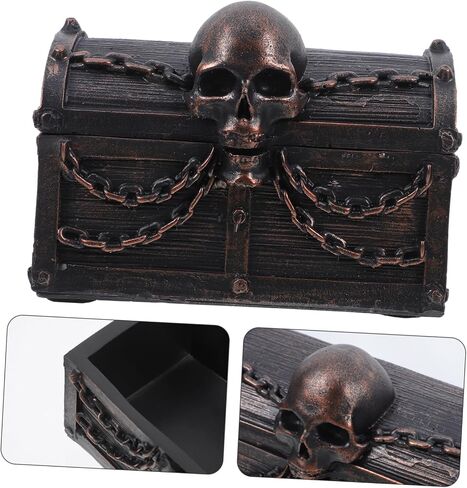 LIFKOME Pirate Skull Decorative Storage Box Resin Keepsake Chest Organizer for Jewelry Trinkets and Small Essentials Compact for Boys Bedroom Office in Saudi Arabia