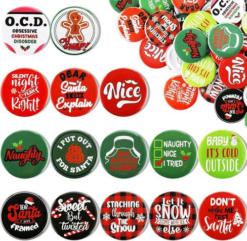 Inbagi 96 Pcs Christmas Button Pins Funny Mini Xmas Pins Bulk Novelty Sayings Brooch Set Christmas Party Accessories for Team Gift Goodie Bags Decorations Favors in Saudi Arabia